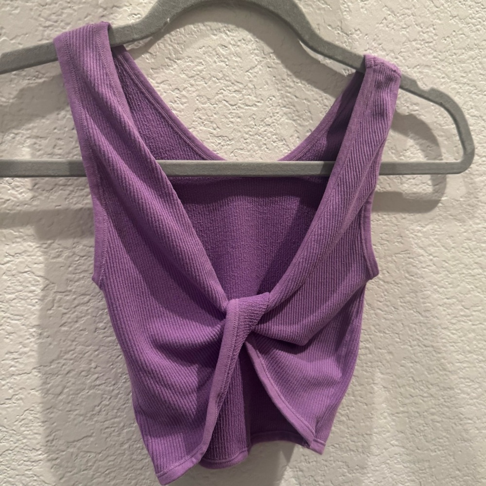 Urban Outfitters Purple Twist Front Cropped Tank Top